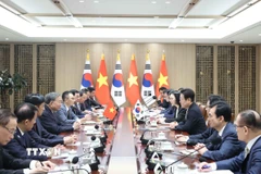 Tổng Bí thư Tô Lâm hội đàm với Tổng thống Hàn Quốc Lee Jae Myung. (Ảnh: Thống Nhất/TTXVN)