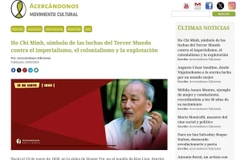 Bài viết trên trang Movimiento Cultural Acercandonos của Argentina ca ngợi Bác Hồ, một nhà lãnh đạo và chính khách lỗi lạc của thế giới. (Nguồn: Ảnh chụp màn hình)