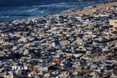 Khu lều tạm cho người tị nạn Palestine tại thành phố Gaza, ngày 1/9/2025. (Nguồn: THX/TTXVN)