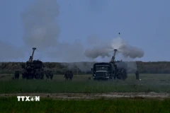 Binh sỹ tham gia cuộc tập trận chung Mỹ-Philippines thường niên mang tên Balikatan tại San Antonio, tỉnh Zambales, Philippines ngày 26/4/2023. (Nguồn: AFP/TTXVN)