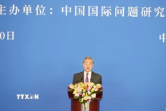 Ủy viên Bộ Chính trị, Bộ trưởng Ngoại giao Trung Quốc Vương Nghị phát biểu tại Hội thảo. (Ảnh: Công Tuyên/TTXVN)