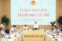 Quang cảnh cuộc họp của Ban Chỉ đạo 389 thành phố Cần Thơ ngày 28/5/2025 sau khi kiện toàn nhân sự. (Ảnh: Thanh Liêm/TTXVN)