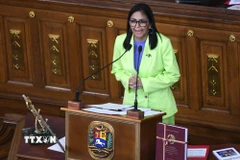 Tổng thống lâm thời Venezuela Delcy Rodriguez phát biểu tại Caracas. (Nguồn: THX/TTXVN)