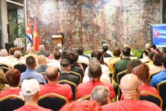 Ngày 29/4/2025 (giờ địa phương), tại Cung Cách mạng, thủ đô La Habana, Ban Chấp hành Trung ương Đảng Cộng sản Cuba tổ chức Lễ kỷ niệm 50 năm Ngày Giải phóng miền Nam, thống nhất đất nước (30/4/1975-2025), thể hiện tình hữu nghị, đoàn kết đặc biệt với nhân dân Việt Nam anh em. (Ảnh: Việt Hùng/TTXVN)
