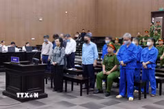 Các bị cáo tại phiên tòa xét xử ngày 20/5. (Ảnh: Phạm Kiên/TTXVN)