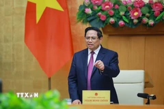 Thủ tướng Phạm Minh Chính kết luận Phiên họp lần thứ 26 của Ban chỉ đạo chống khai thác hải sản bất hợp pháp. (Ảnh: Dương Giang/TTXVN)