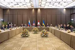 Quang cảnh vòng đàm phán giữa Nga, Mỹ và Ukraine tại Geneva, Thụy Sĩ, ngày 17/2/2026. (Nguồn: THX/TTXVN)