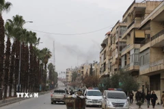 Quang cảnh đường phố tại Aleppo, Syria. (Nguồn: THX/TTXVN)