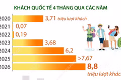 Khách quốc tế đến Việt Nam đạt 8,8 triệu lượt người