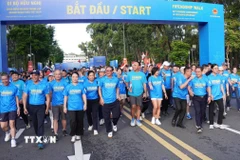 Khu vực xuất phát trên đường Lê Duẩn (Công viên 30/4). (Ảnh: Trung Tuyến/TTXVN)