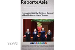 Bài viết “Đại hội đại biểu toàn quốc lần thứ 14 của Đảng Cộng sản Việt Nam kết thúc tốt đẹp” đăng trên trang reporteasia.com. (Nguồn: TTXVN phát)