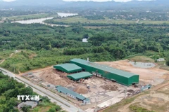 Hiện trường vụ tai nạn lao động xảy ra tại Công ty Trách nhiệm hữu hạn Kiệt Lâm YB ở Khu công nghiệp Âu Lâu, phường Âu Lâu, tỉnh Lào Cai. (Nguồn: TTXVN phát)