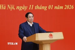Thủ tướng Phạm Minh Chính chủ trì Hội nghị tổng kết công tác năm 2025 và triển khai phương hướng, nhiệm vụ năm 2026 của Ban Chấp hành Đảng bộ Chính phủ. (Ảnh: Dương Giang/TTXVN)