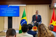 Thứ trưởng Bộ Khoa học, Công nghệ và Đổi mới sáng tạo Brazil Inácio Arruda phát biểu tại Hội thảo. (Ảnh: TTXVN phát)