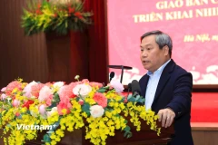 Chủ tịch UBND thành phố Hà Nội Vũ Đại Thắng phát biểu chỉ đạo tại Hội nghị. (Ảnh: Vũ Quang/TTXVN)