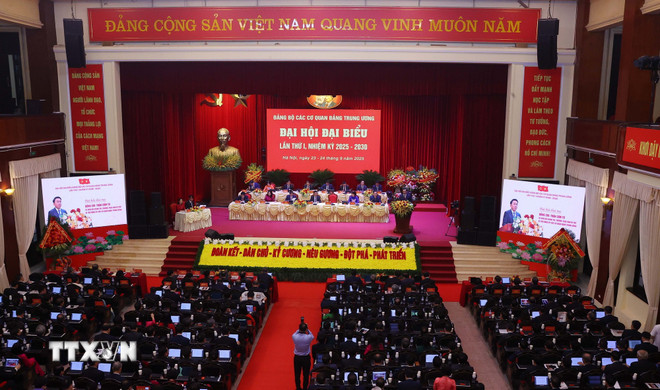 Đại hội đại biểu Đảng bộ các cơ quan Đảng Trung ương lần thứ nhất, nhiệm kỳ 2025-2030. (Ảnh: Văn Điệp/TTXVN) ttxvn-tien-toi-dai-hoi-xiv-cua-dang-dai-hoi-dai-bieu-dang-bo-cac-co-quan-dang-trung-uong-lan-thu-nhat-8292986-3.jpg