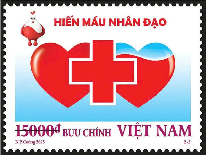 Mẫu tem về hiến máu nhân đạo. (Nguồn: ictvietnam.vn) tem-hien-mau-nhan-dao-2.png
