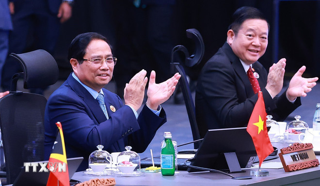Thủ tướng Phạm Minh Chính tham dự và phát biểu tại Hội nghị Cấp cao ASEAN-Nhật Bản lần thứ 28. (Ảnh: Dương Giang/TTXVN) ttxvn-thu-tuong-pham-minh-chinh-tham-du-hoi-nghi-cap-cao-asean-nhat-ban-lan-thu-28-8364961-4.jpg