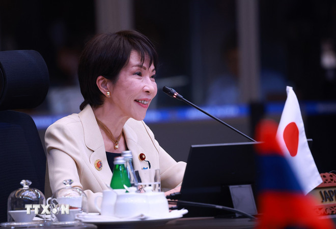 Thủ tướng Nhật Bản Takaichi Sanae phát biểu tại Hội nghị Cấp cao ASEAN-Nhật Bản lần thứ 28. (Ảnh: Dương Giang/TTXVN) ttxvn-thu-tuong-pham-minh-chinh-tham-du-hoi-nghi-cap-cao-asean-nhat-ban-lan-thu-28-8364961-8.jpg