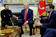 Cuộc gặp căng thẳng giữa Tổng thống Mỹ Donald Trump với Tổng thống Ukraine Volodymyr Zelensky hôm 28/2. (Nguồn: REUTERS/TTXVN)