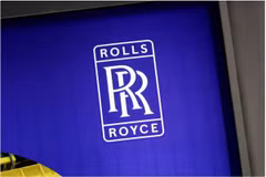Logo của hãng Rolls-Royce được chụp tại Triển lãm Hạt nhân Thế giới (WNE) ngày 27/6/2018. (Nguồn: Reuters)