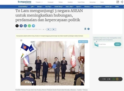Bài báo đăng trên trang Kompasiana của Indonesia. (Ảnh: TTXVN phát)