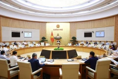 Phiên họp Chính phủ chuyên đề về xây dựng pháp luật tháng 4/2025. (Ảnh: Dương Giang/TTXVN)