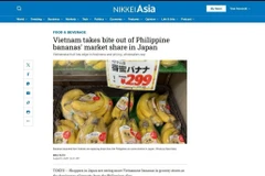 Nikkei Asia nhận định chuối Việt Nam đang có lợi thế tại thị trường Nhật Bản. (Ảnh chụp màn hình: Nguyễn Tuyến/TTXVN)