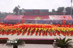 Chương trình nghệ thuật mở màn Lễ kỷ niệm, diễu binh, diễu hành 80 năm Cách mạng tháng Tám và Quốc khánh 2/9, tại Quảng trường Ba Đình (Hà Nội) sáng 2/9/2025. (Ảnh: Văn Điệp/TTXVN)