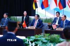 Thủ tướng Phạm Minh Chính dự và phát biểu tại phiên Đối thoại của lãnh đạo ASEAN với thanh niên ASEAN. (Ảnh: Dương Giang/TTXVN)