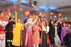 Chương trình xúc tiến du lịch Việt Nam-Italy diễn ra vào tối 6/5/2025 tại thành phố Milan, miền Bắc Italy. (Ảnh: Dương Hoa/TTXVN)