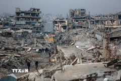 Cảnh đổ nát do xung đột tại Dải Gaza, ngày 27/11/2025. (Ảnh: THX/TTXVN)