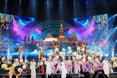 Chương trình nghệ thuật “Việt Nam khát vọng hùng cường” diễn ra vào tối 2/2/2025 (mùng 5 Tết), tại Nhà hát Thành phố, quận 1 Thành phố Hồ Chí Minh. (Ảnh: Thu Hương/TTXVN)