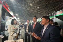 Giới thiệu những sản phẩm của các doanh nghiệp IT Việt Nam SusHi Tech Tokyo 2025. (Ảnh: Nguyễn Tuyến/TTXVN)
