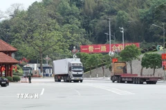 Phương tiện xuất nhập khẩu hàng hóa thông quan qua Cửa khẩu quốc tế Hữu Nghị (Lạng Sơn). (Ảnh: Quang Duy/TTXVN)