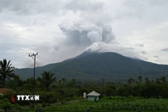 Núi lửa Lewotobi Laki-Laki ở Đông Flores, tỉnh Đông Nusa Tenggara, Indonesia. (Ảnh: THX/TTXVN)