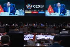 Thủ tướng Phạm Minh Chính phát biểu tại Phiên thảo luận thứ ba Hội nghị Thượng đỉnh G20. (Ảnh: Dương Giang/TTXVN)