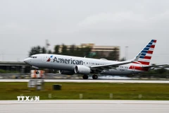 Máy bay của hãng hàng không American Airlines tại Sân bay quốc tế Miami, bang Florida (Mỹ). (Ảnh: AFP/TTXVN)