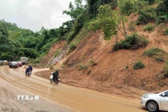 Thời gian gần đây, trên địa bàn tỉnh Bắc Kạn xuất hiện nhiều trận mưa lớn trên diện rộng, gây thiệt hại lớn về người và tài sản. (Ảnh: Nguyễn Công Hải/TTXVN)