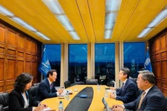 Đại sứ Mai Phan Dũng làm việc với WIPO. (Ảnh: TTXVN phát)