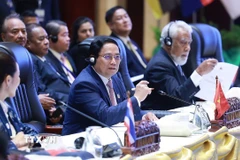 Thủ tướng Phạm Minh Chính phát biểu tại Phiên toàn thể Hội nghị Cấp cao ASEAN lần thứ 44, tại Vientiane (Lào) hồi tháng 10 năm ngoái. (Ảnh: Dương Giang/TTXVN)