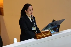 Thủ tướng Thái Lan Paetongtarn Shinawatra phát biểu tại Thủ đô Bangkok. (Ảnh: THX/TTXVN)