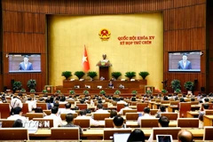 Viện trưởng Viện Kiểm sát nhân dân tối cao Nguyễn Huy Tiến giải trình, làm rõ một số vấn đề đại biểu Quốc hội nêu. (Ảnh: Doãn Tấn/TTXVN)