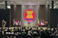 Lễ kỷ niệm 57 năm ngày thành lập ASEAN diễn ra trọng thể tại trụ sở Ban Thư ký ASEAN ở Jakarta (Indonesia) hồi tháng Tám năm ngoái. (Ảnh: Đỗ Quyên/TTXVN)