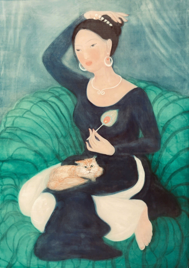 Tranh "Cô gái cài tóc" của Trịnh Thủy. 1.jpg