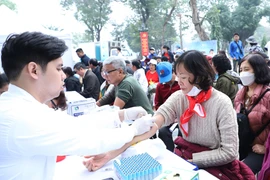 Người dân khám sức khỏe tại chương trình. (Ảnh: PV/Vietnam+)