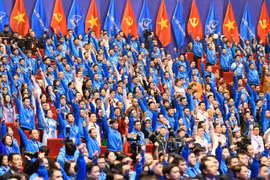 Gần 1.000 đại biểu dự Đại hội Hội Liên hiệp thanh niên Việt Nam. (Ảnh: PV/Vietnam+)