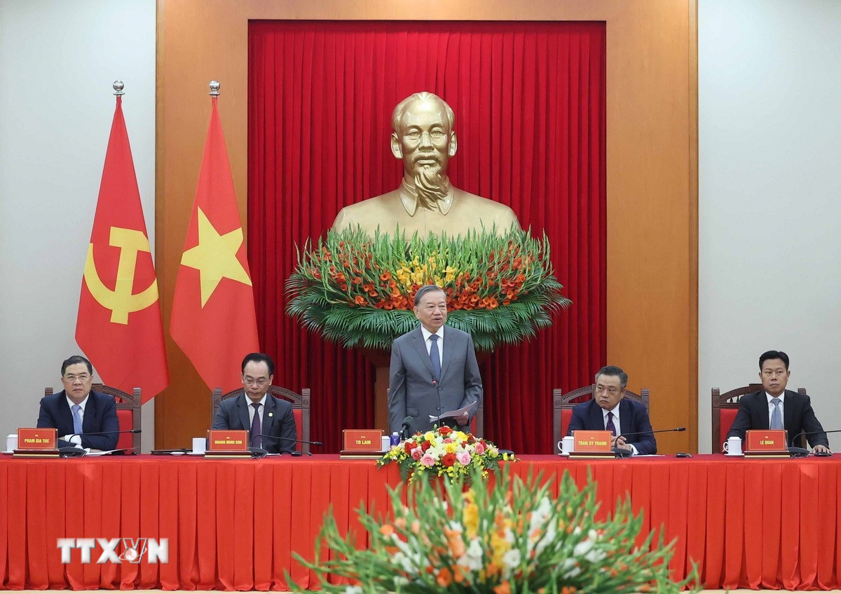 Tổng Bí thư Tô Lâm phát biểu. (Ảnh: Thống Nhất/TTXVN)