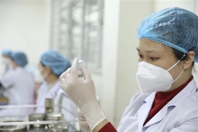 Nhân viên y tế chuẩn bị vaccine phòng COVID-19 tiêm cho trẻ em từ 5-12 tuổi ở Hà Nội. (Ảnh: Minh Quyết/TTXVN)