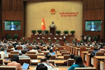 Phó Chủ tịch Quốc hội Nguyễn Đức Hải điều hành phiên họp. (Ảnh: An Đăng/TTXVN)